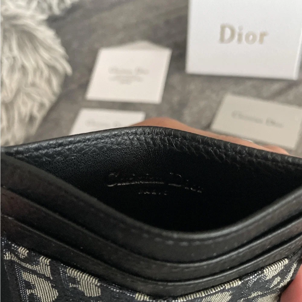 Dior Monogram Card Holder in Black and Cream